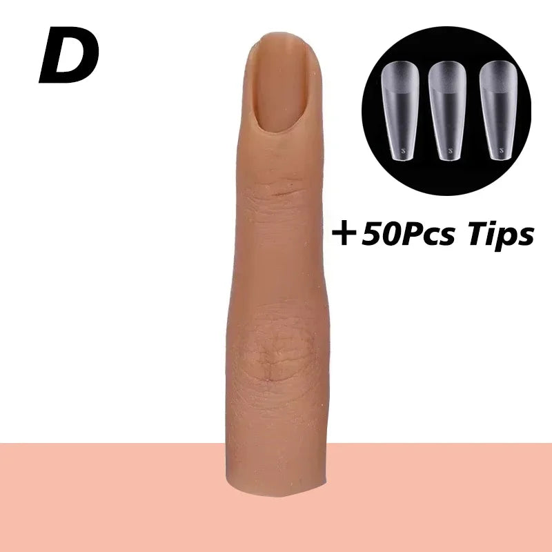 Nails Practice Finger Model Silicone Nail Art Training Hand Natural False Finger Nails Fake Nail Tips DIY Display Manicure Tools