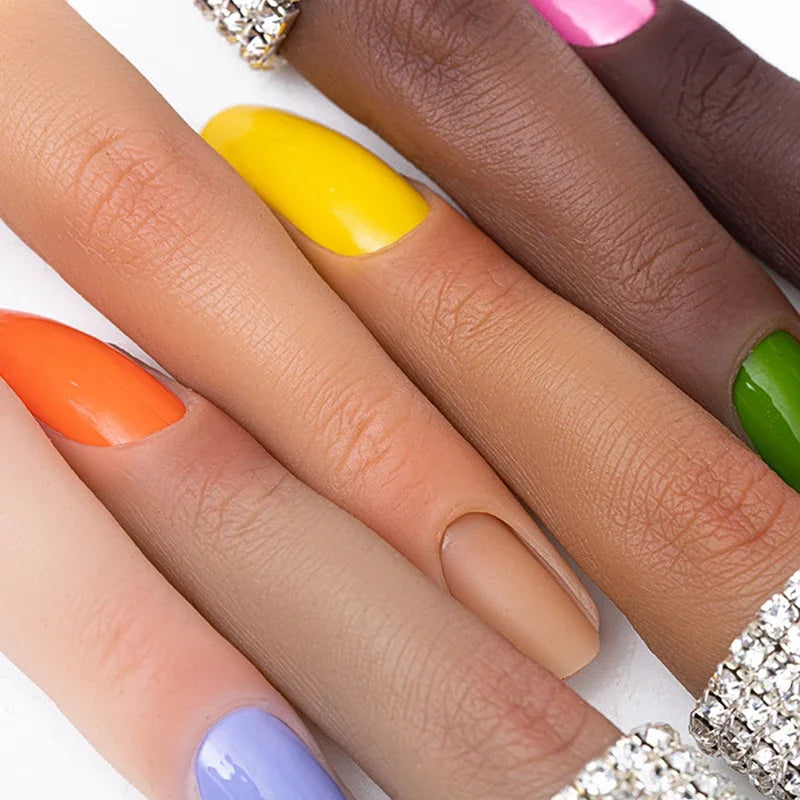 Nails Practice Finger Model Silicone Nail Art Training Hand Natural False Finger Nails Fake Nail Tips DIY Display Manicure Tools