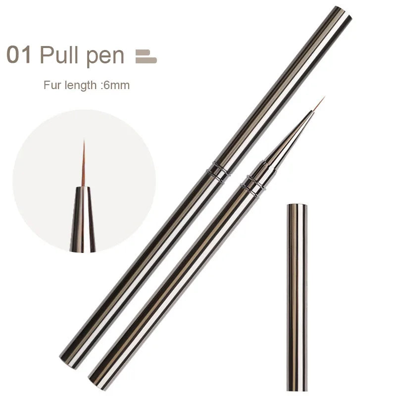 Nail Art Liner Brushes Striping Drawing Elongated Lines Painting 6/9/12/15/18mm Professional Nail Manicure Tool ZJS02