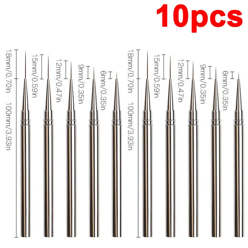 Nail Art Liner Brushes Striping Drawing Elongated Lines Painting 6/9/12/15/18mm Professional Nail Manicure Tool ZJS02