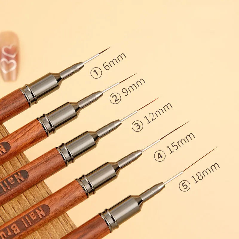 Pinceles para Nail Art con Mango de Madera – Fototerapia y Gel UV