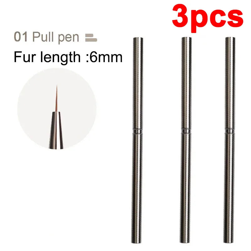 Nail Art Liner Brushes Striping Drawing Elongated Lines Painting 6/9/12/15/18mm Professional Nail Manicure Tool ZJS02