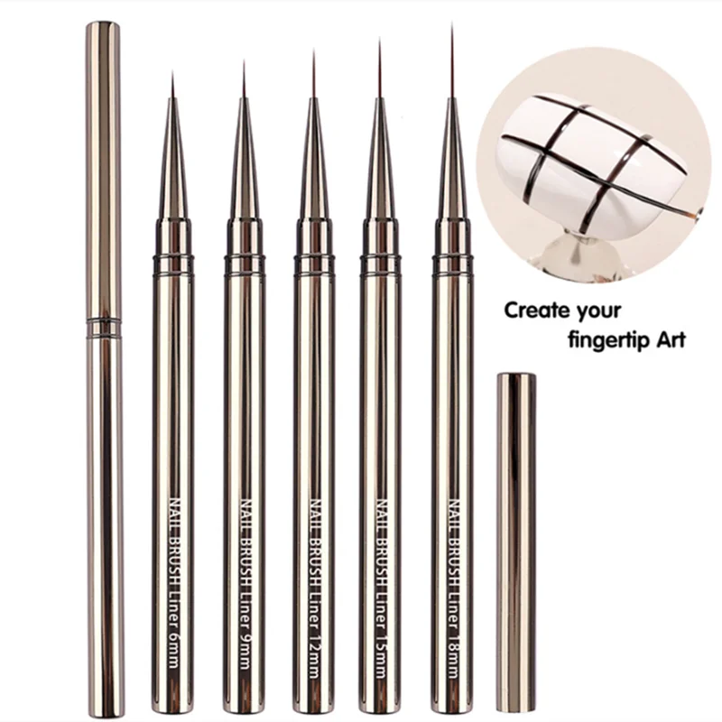 Nail Art Liner Brushes Elongated Lines Striping Drawing Painting 6/9/12/15/18/25mm Nail Design Pen Professional Manicure Tool