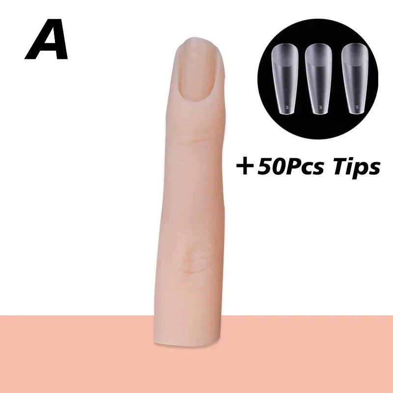 Nails Practice Finger Model Silicone Nail Art Training Hand Natural False Finger Nails Fake Nail Tips DIY Display Manicure Tools