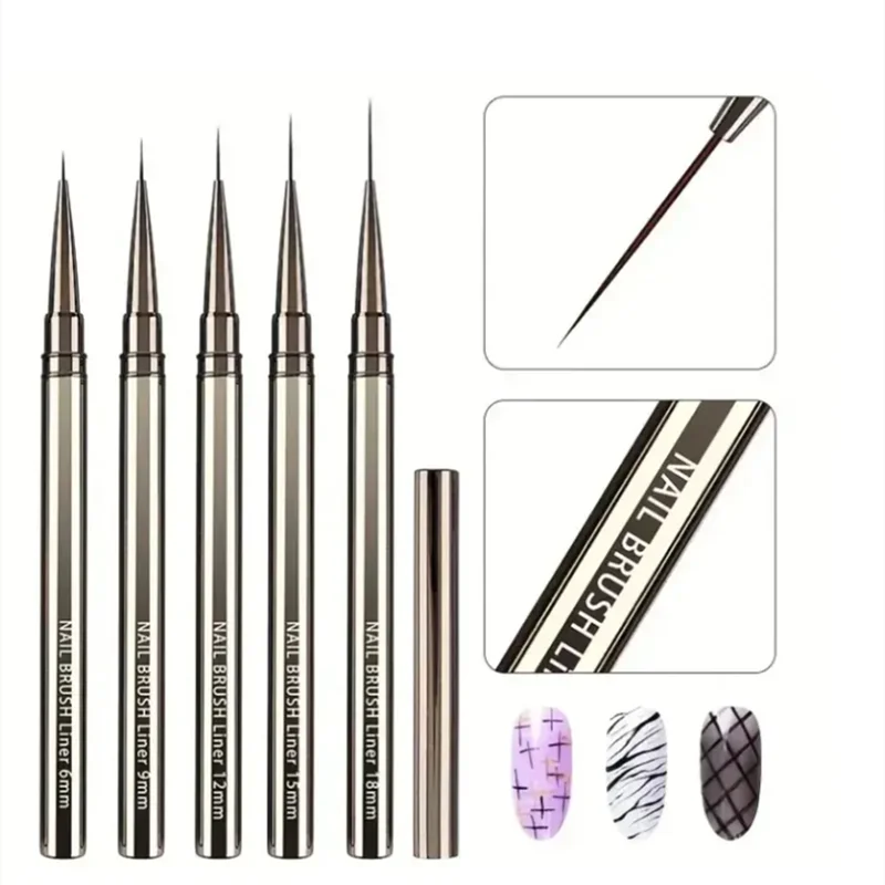 Nail Art Liner Brushes Elongated Lines Striping Drawing Painting 6/9/12/15/18/25mm Nail Design Pen Professional Manicure Tool