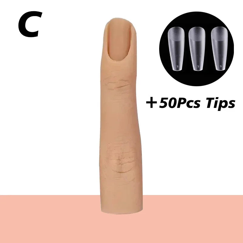 Nails Practice Finger Model Silicone Nail Art Training Hand Natural False Finger Nails Fake Nail Tips DIY Display Manicure Tools