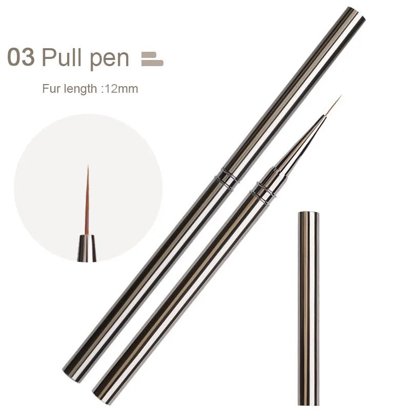 Nail Art Liner Brushes Striping Drawing Elongated Lines Painting 6/9/12/15/18mm Professional Nail Manicure Tool ZJS02