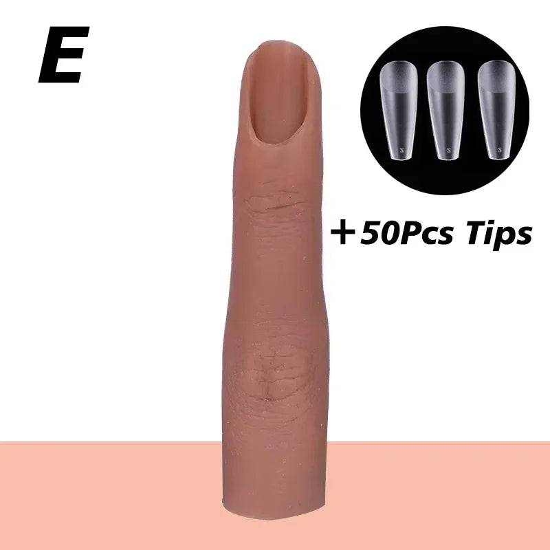 Nails Practice Finger Model Silicone Nail Art Training Hand Natural False Finger Nails Fake Nail Tips DIY Display Manicure Tools
