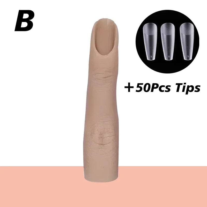 Nails Practice Finger Model Silicone Nail Art Training Hand Natural False Finger Nails Fake Nail Tips DIY Display Manicure Tools