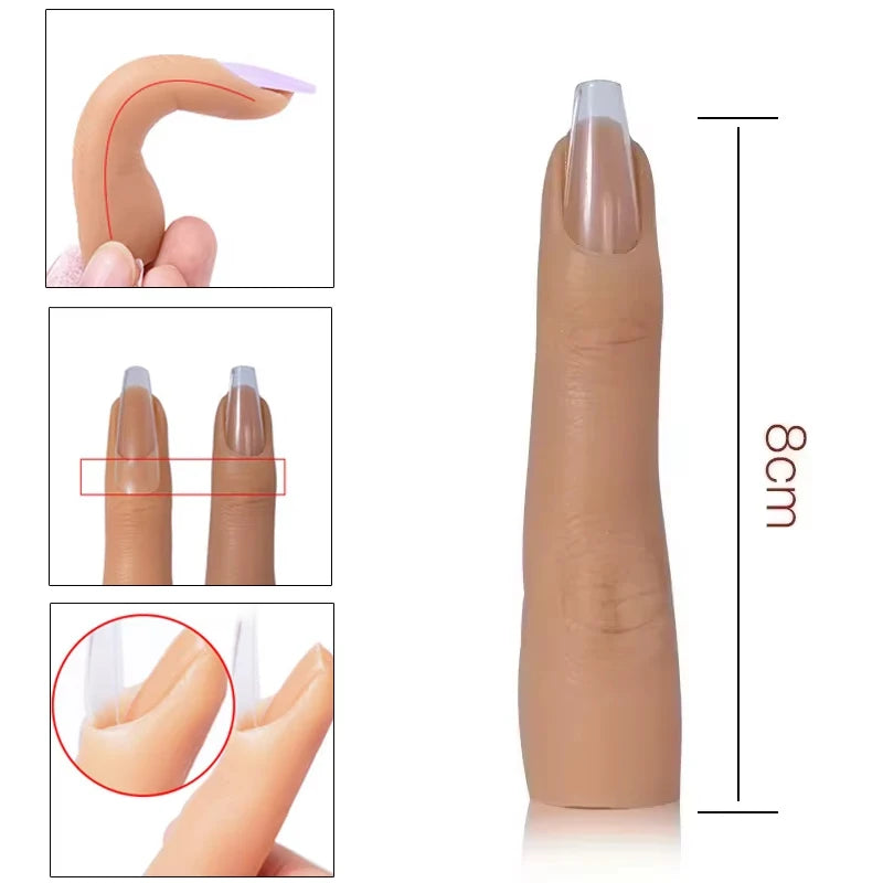 Nails Practice Finger Model Silicone Nail Art Training Hand Natural False Finger Nails Fake Nail Tips DIY Display Manicure Tools