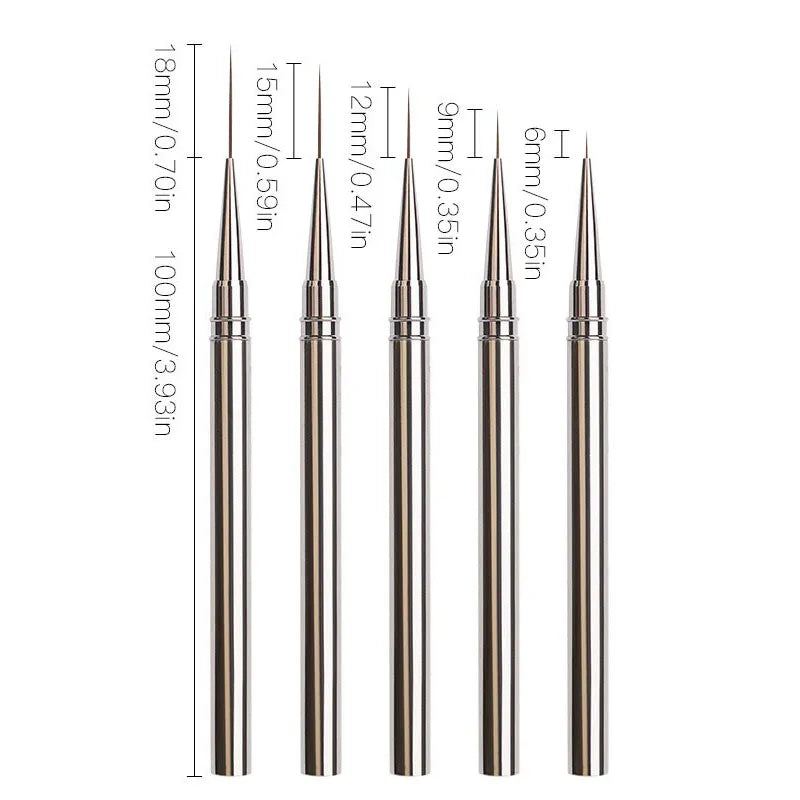 Nail Art Liner Brushes Striping Drawing Elongated Lines Painting 6/9/12/15/18mm Professional Nail Manicure Tool ZJS02