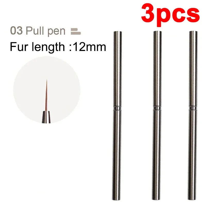 Nail Art Liner Brushes Striping Drawing Elongated Lines Painting 6/9/12/15/18mm Professional Nail Manicure Tool ZJS02