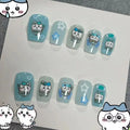 Nail Art yiji ハチワレ Hachiware うさぎ USAGI ちい./かわ Kawaii Wearing Nails Cartoon Nails DIY Short Cute Finished Patches Girls Gifts