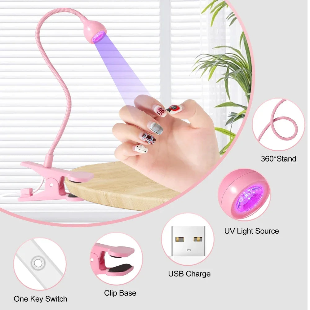 Lámpara UV LED para Uñas de Gel – Mini Portátil con Clip USB