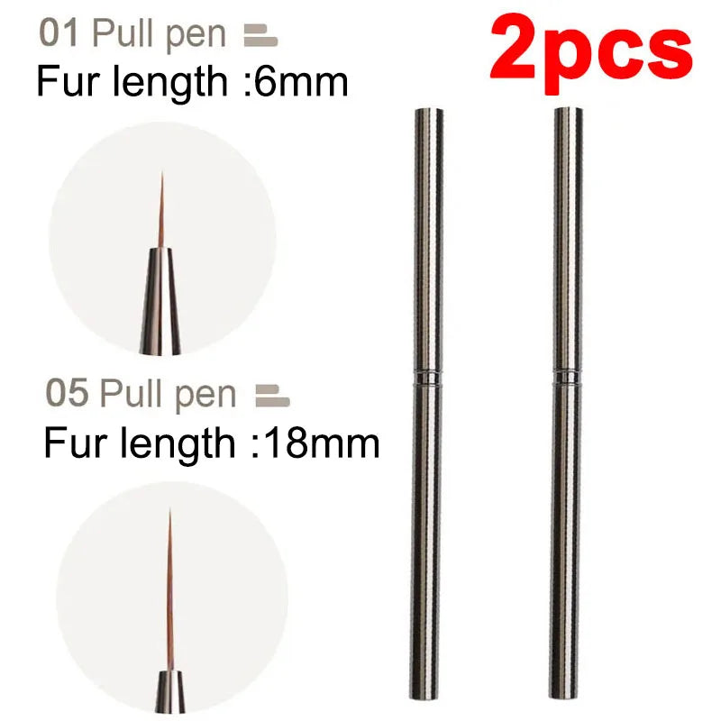 Nail Art Liner Brushes Striping Drawing Elongated Lines Painting 6/9/12/15/18mm Professional Nail Manicure Tool ZJS02