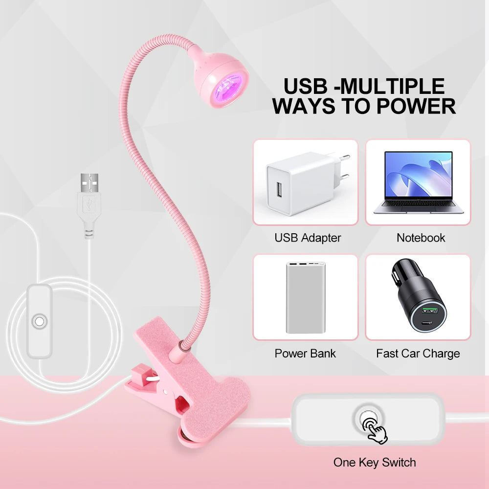 Lámpara UV LED para Uñas de Gel – Mini Portátil con Clip USB